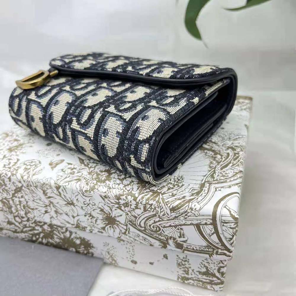 Dior Women Saddle Lotus Wallet Blue Dior Oblique Jacquard - image 5