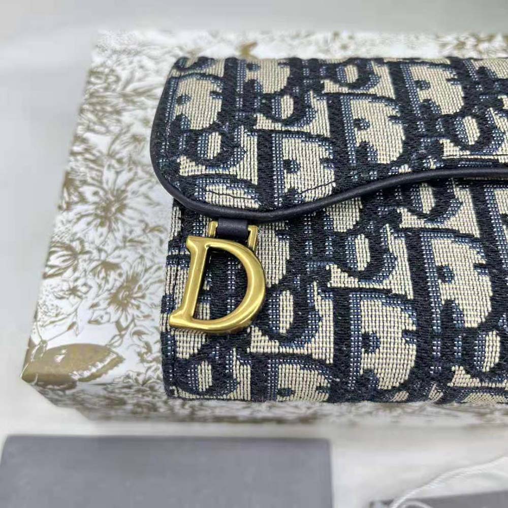 Dior Women Saddle Lotus Wallet Blue Dior Oblique Jacquard - image 6