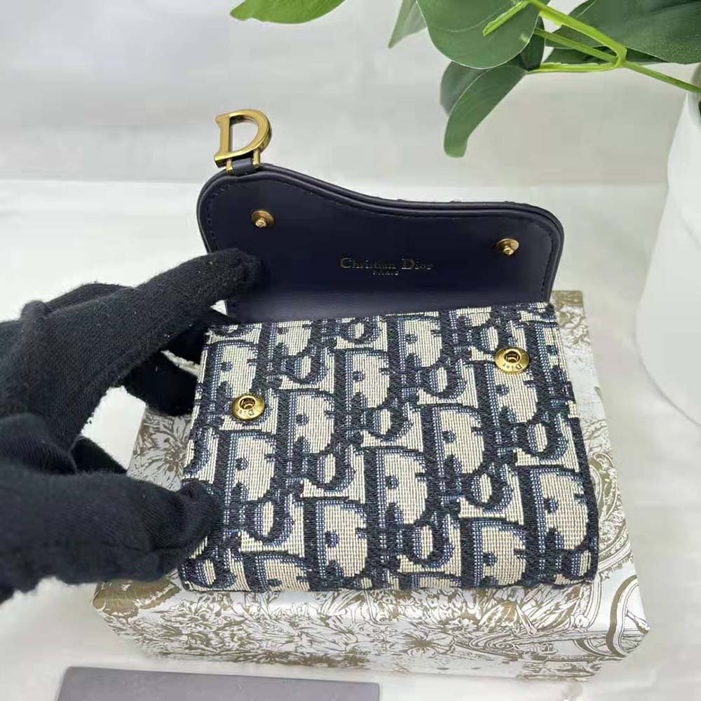 Dior Women Saddle Lotus Wallet Blue Dior Oblique Jacquard - image 4