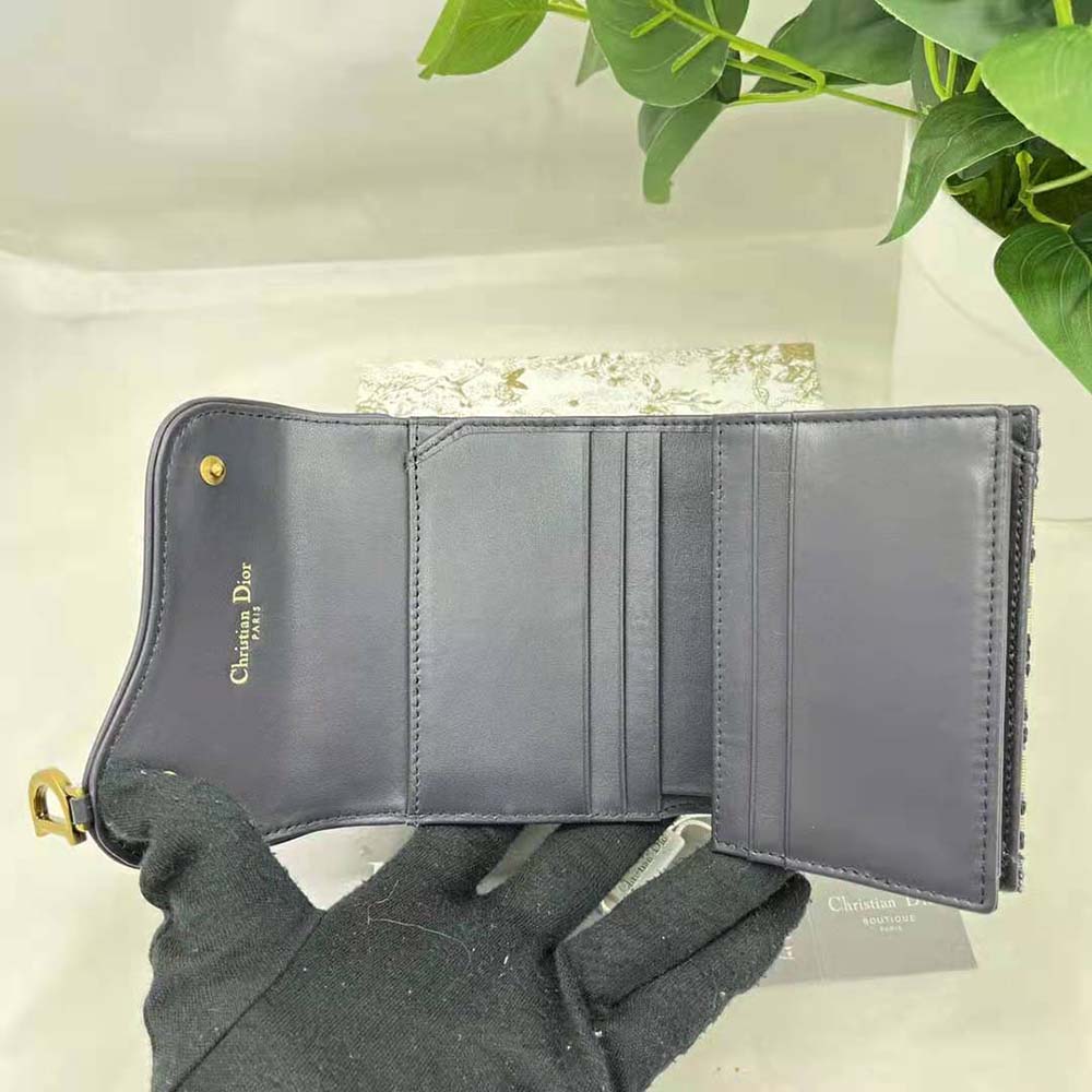 Dior Women Saddle Lotus Wallet Blue Dior Oblique Jacquard - image 7