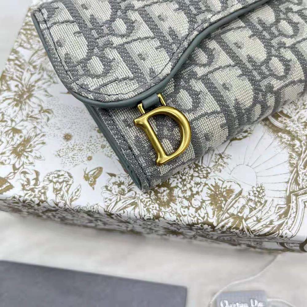 Dior Women Saddle Lotus Wallet Gray Dior Oblique Jacquard - image 5