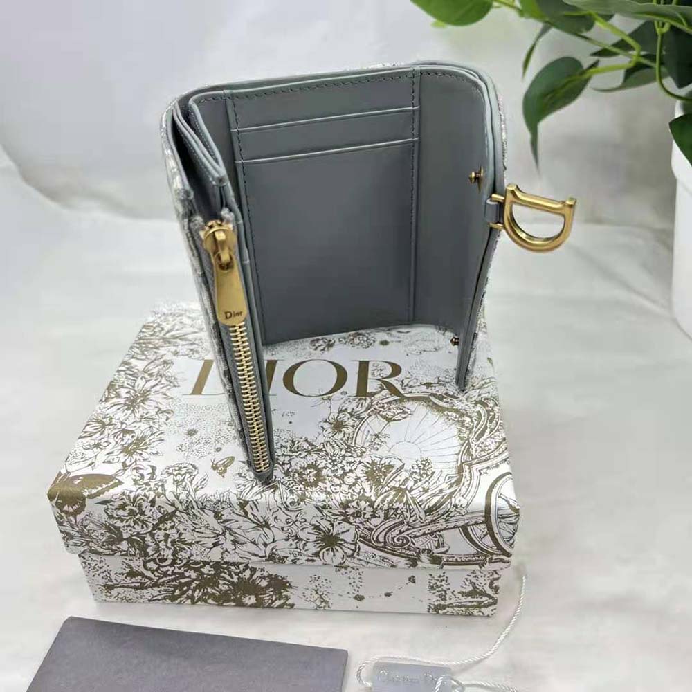 Dior Women Saddle Lotus Wallet Gray Dior Oblique Jacquard - image 6