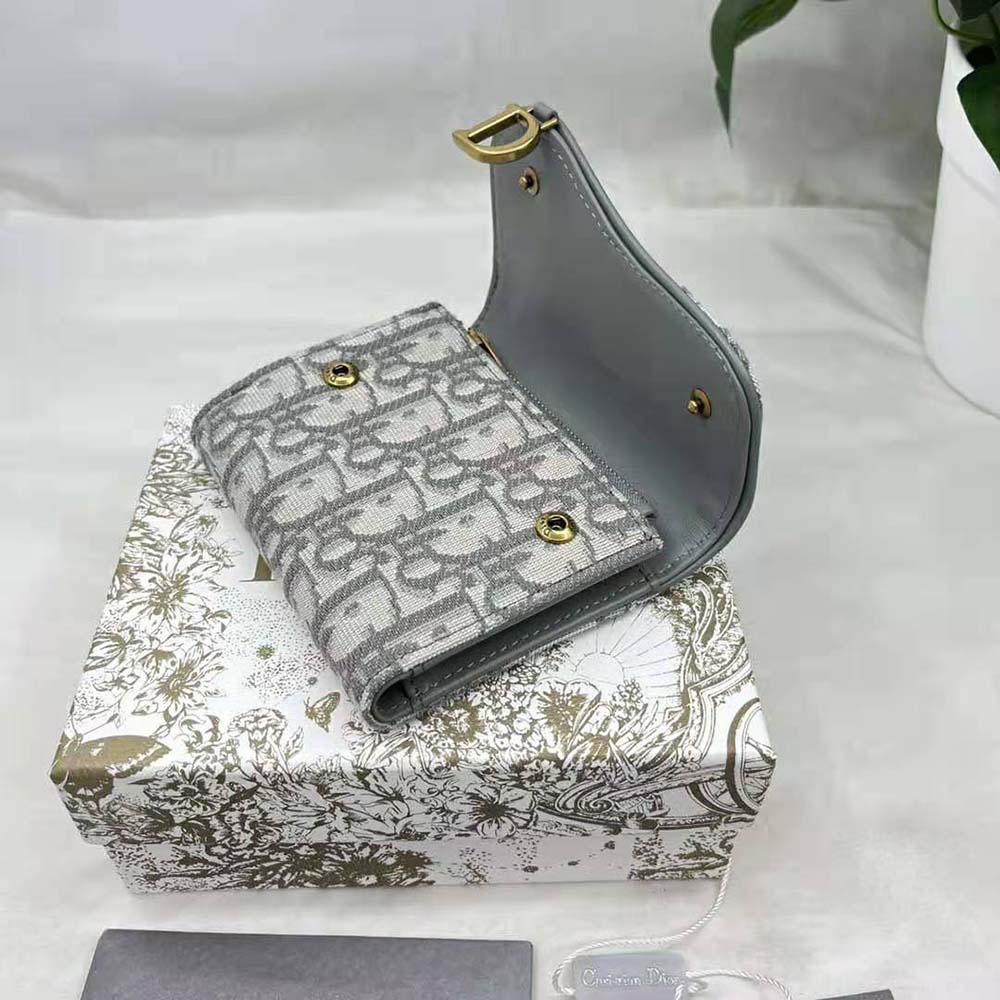 Dior Women Saddle Lotus Wallet Gray Dior Oblique Jacquard - image 4