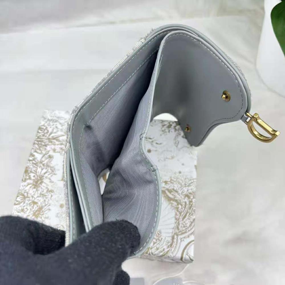 Dior Women Saddle Lotus Wallet Gray Dior Oblique Jacquard - image 7