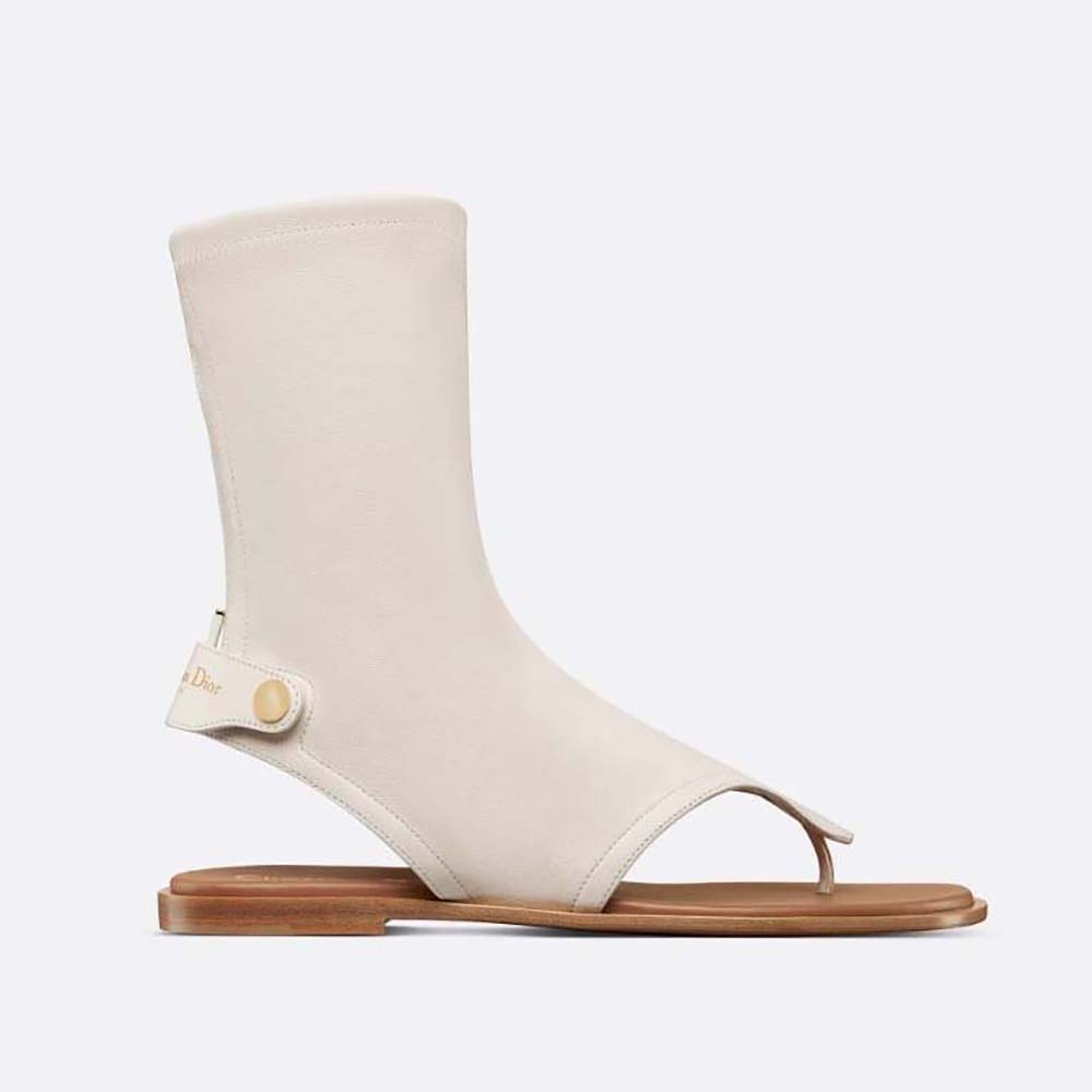 Side view of Dior Women Spirit Thong Sandal White Lambskin showing silhouette