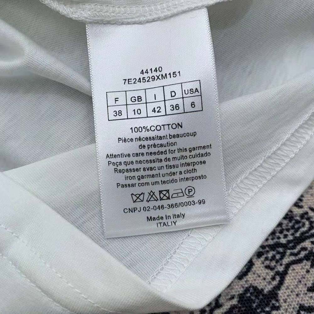 Dior Women T-shirt Ecru Cotton Jersey and Linen with Dior Jardin Magique Motif - image 9