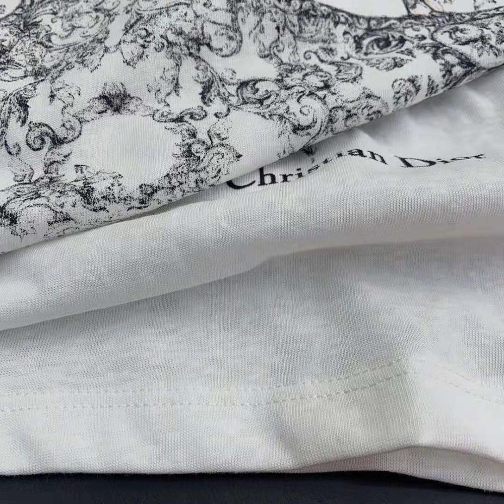 Dior Women T-shirt Ecru Cotton Jersey and Linen with Dior Sevilla Star Motif - image 7