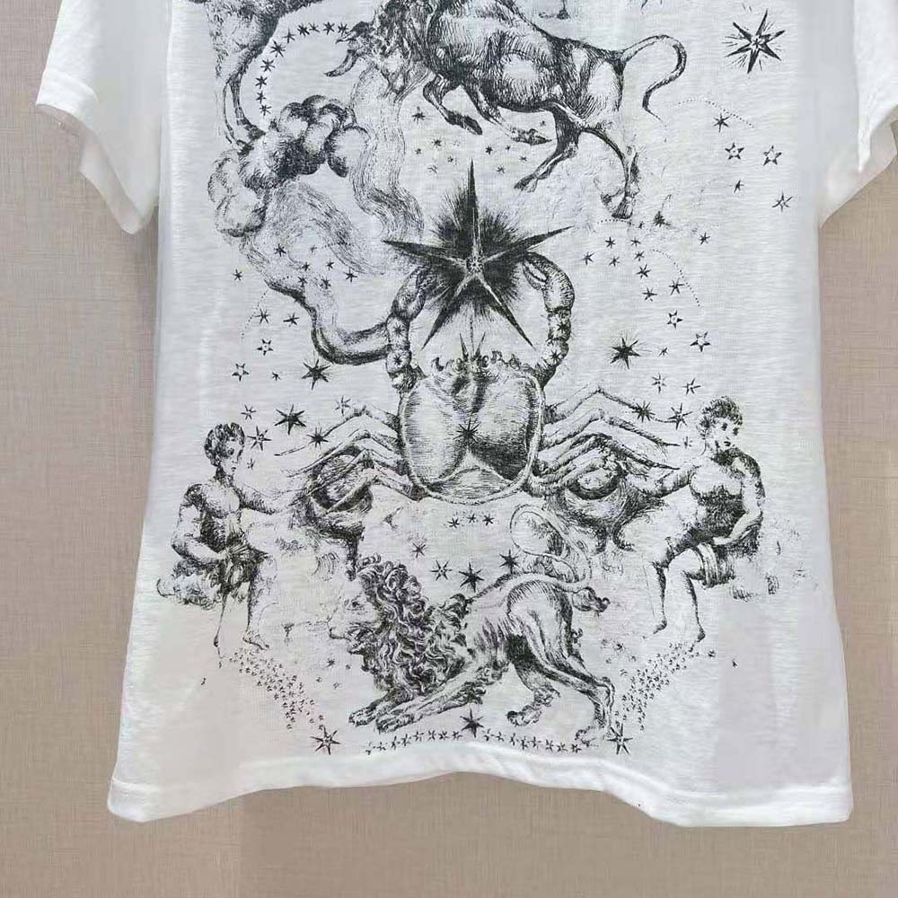 Dior Women T-shirt White Cotton Jersey with Melothesia Motif - image 7