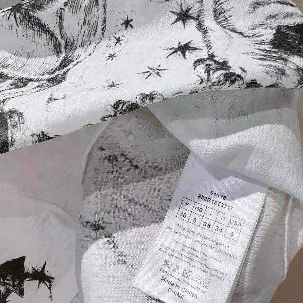 Dior Women T-shirt White Cotton Jersey with Melothesia Motif - image 9