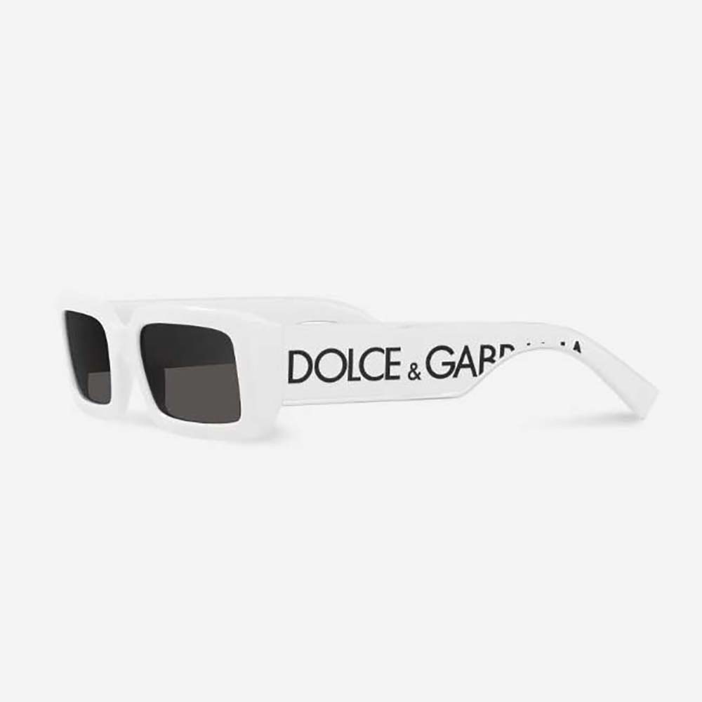 Front angle of Dolce Gabbana D&G Women DG Elastic Sunglasses-White in black