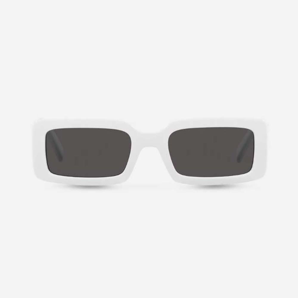 Close-up of gold D&G logo hardware on elastic temple sunglasses