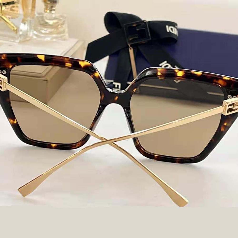 Fendi Unisex Baguette FF Havana Acetate and Metal Sunglasses - image 5