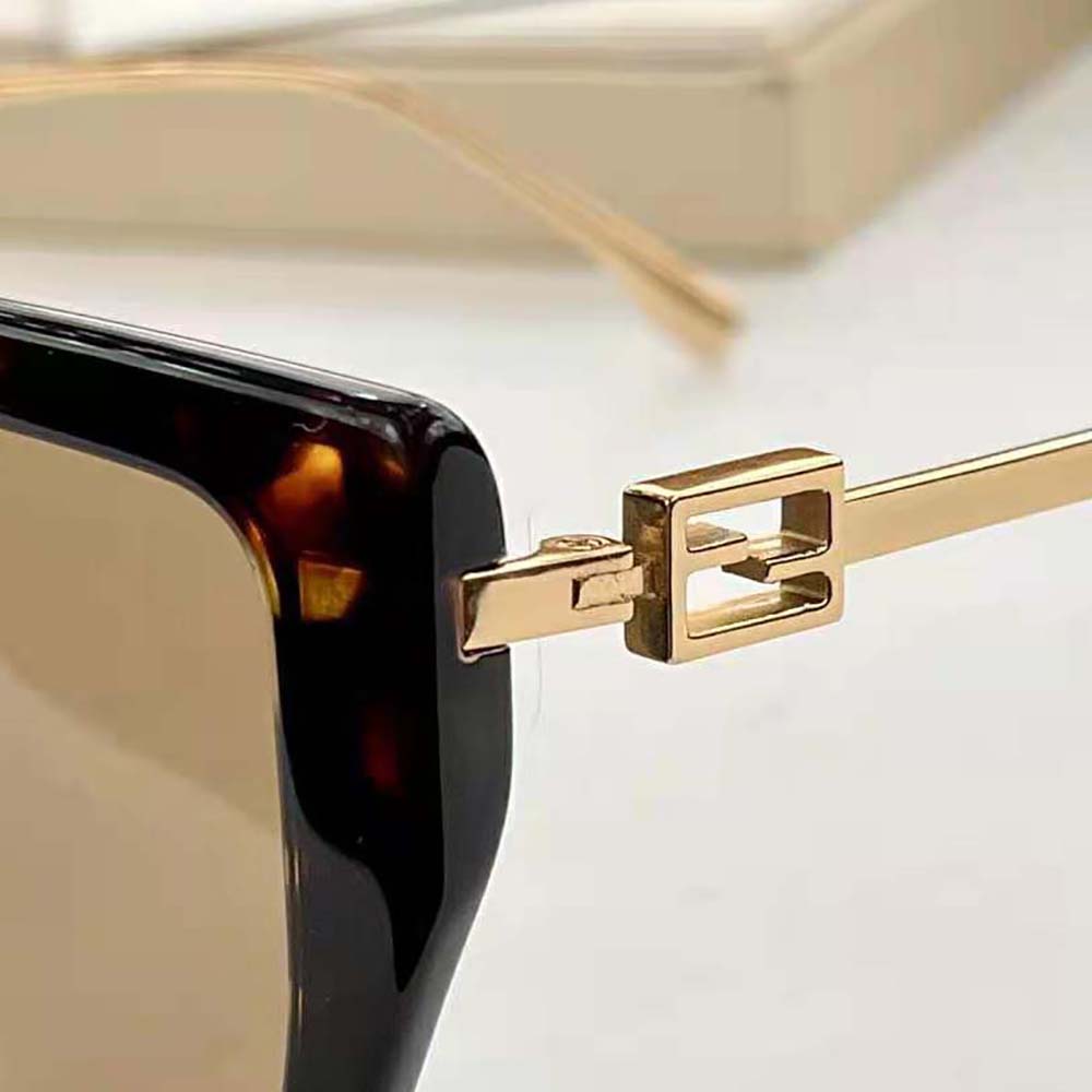Fendi Unisex Baguette FF Havana Acetate and Metal Sunglasses - image 6