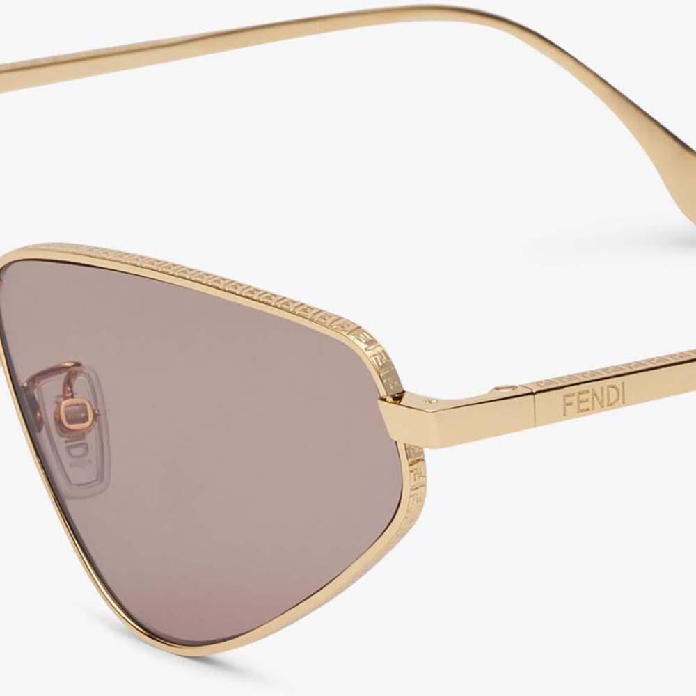 Side angle highlighting brown lenses and acetate frame of Fendi Women FF Sunglasses