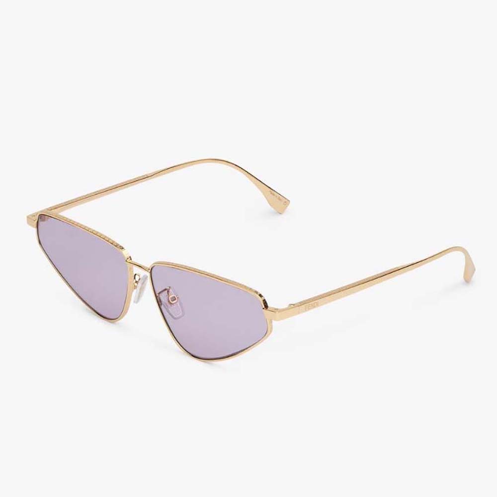 Front view of Fendi Women FF Sunglasses with Purple Lenses in soft pink
