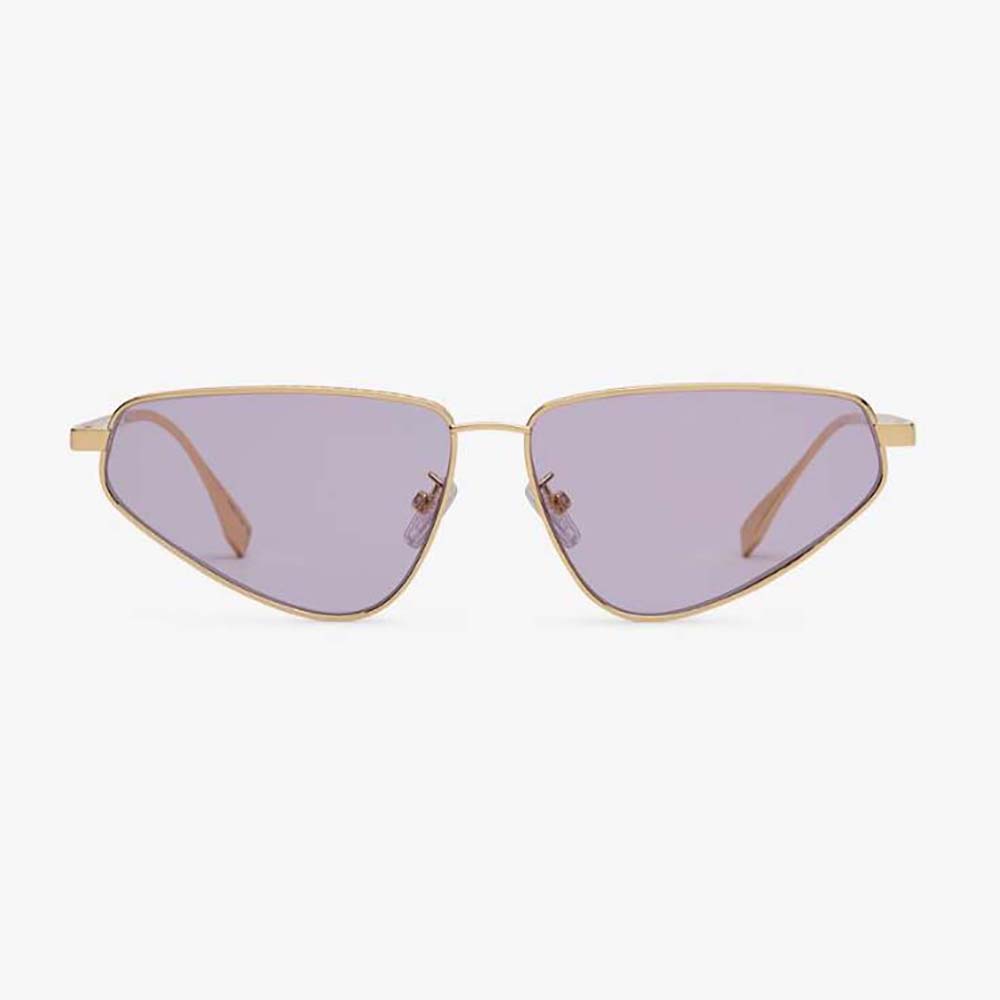 Close-up of gold FF logo hardware on Fendi Women FF Sunglasses temples