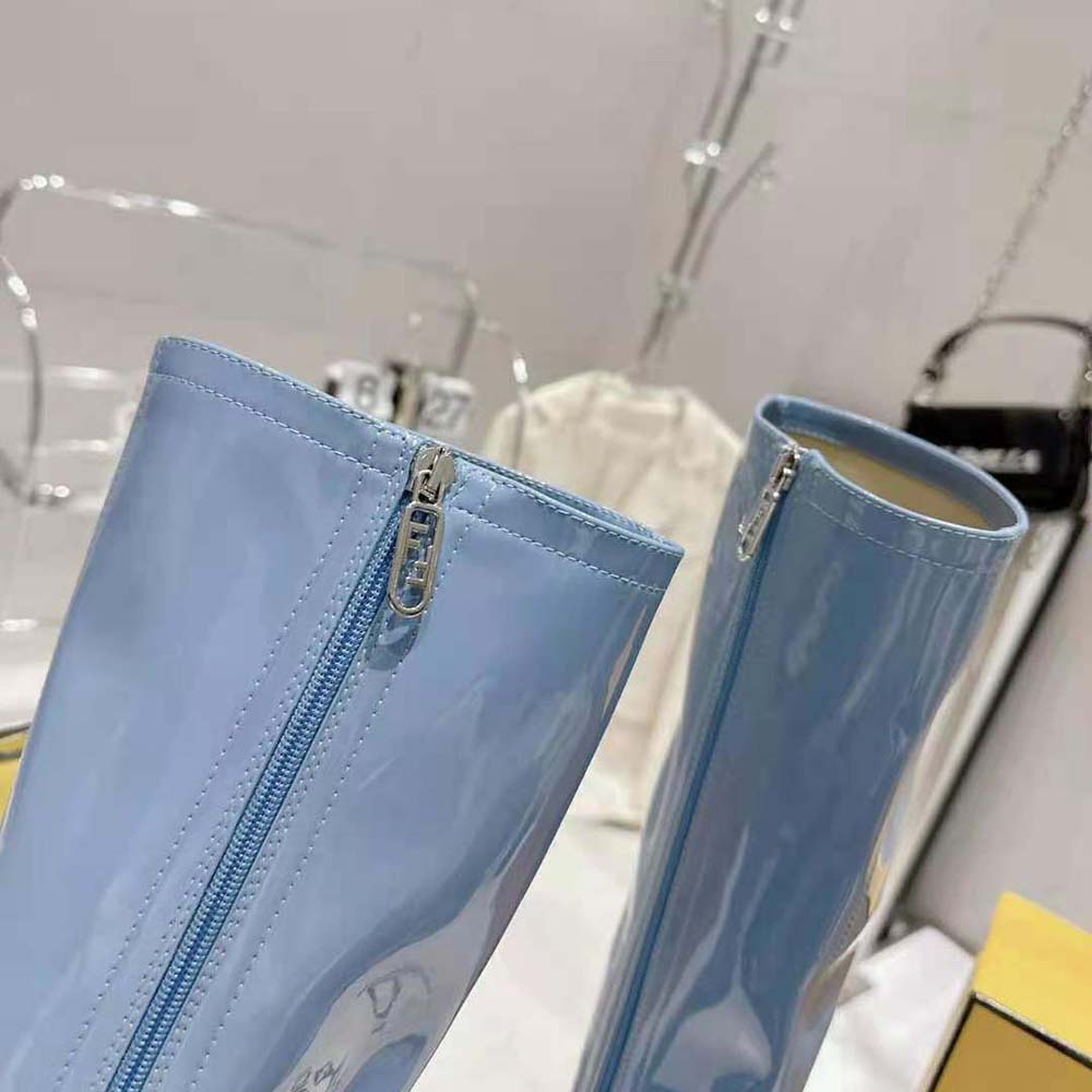 Fendi Women Fashion Show Blue Patent Leather Boots - image 8