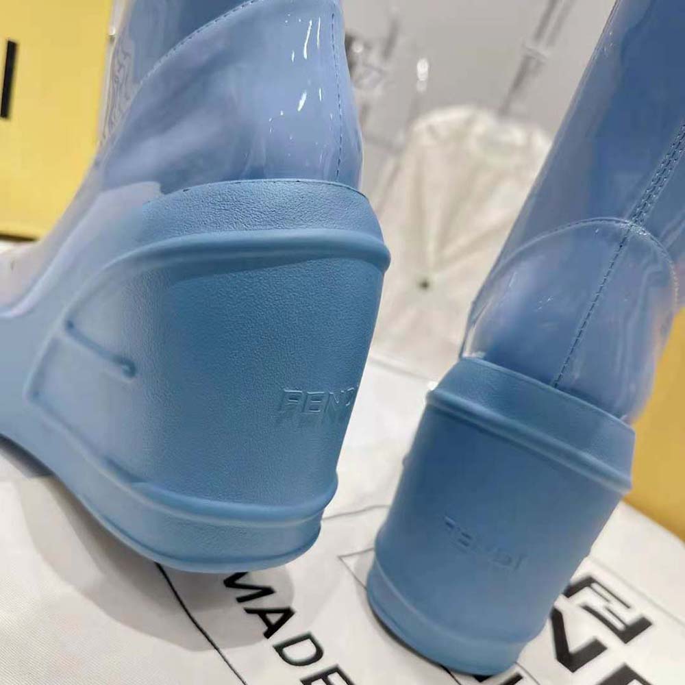 Fendi Women Fashion Show Blue Patent Leather Boots - image 9