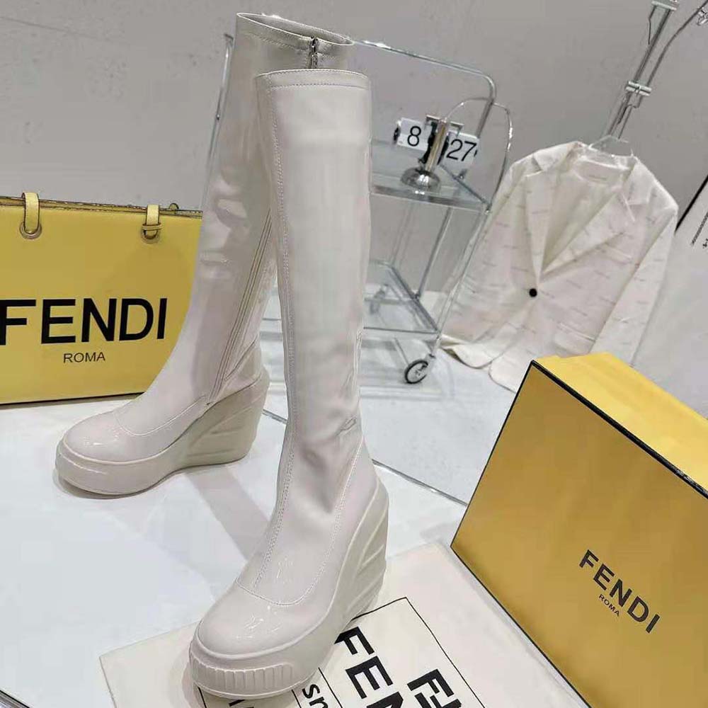 Fendi Women Fashion Show White Patent Leather Boots - image 5