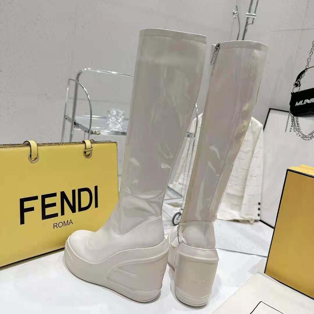 Fendi Women Fashion Show White Patent Leather Boots - image 8