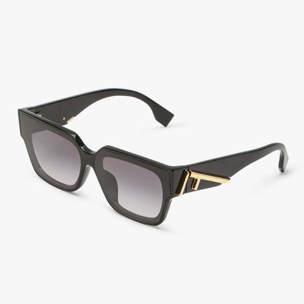 Front view of Fendi Women Fendi First Black Acetate Sunglasses