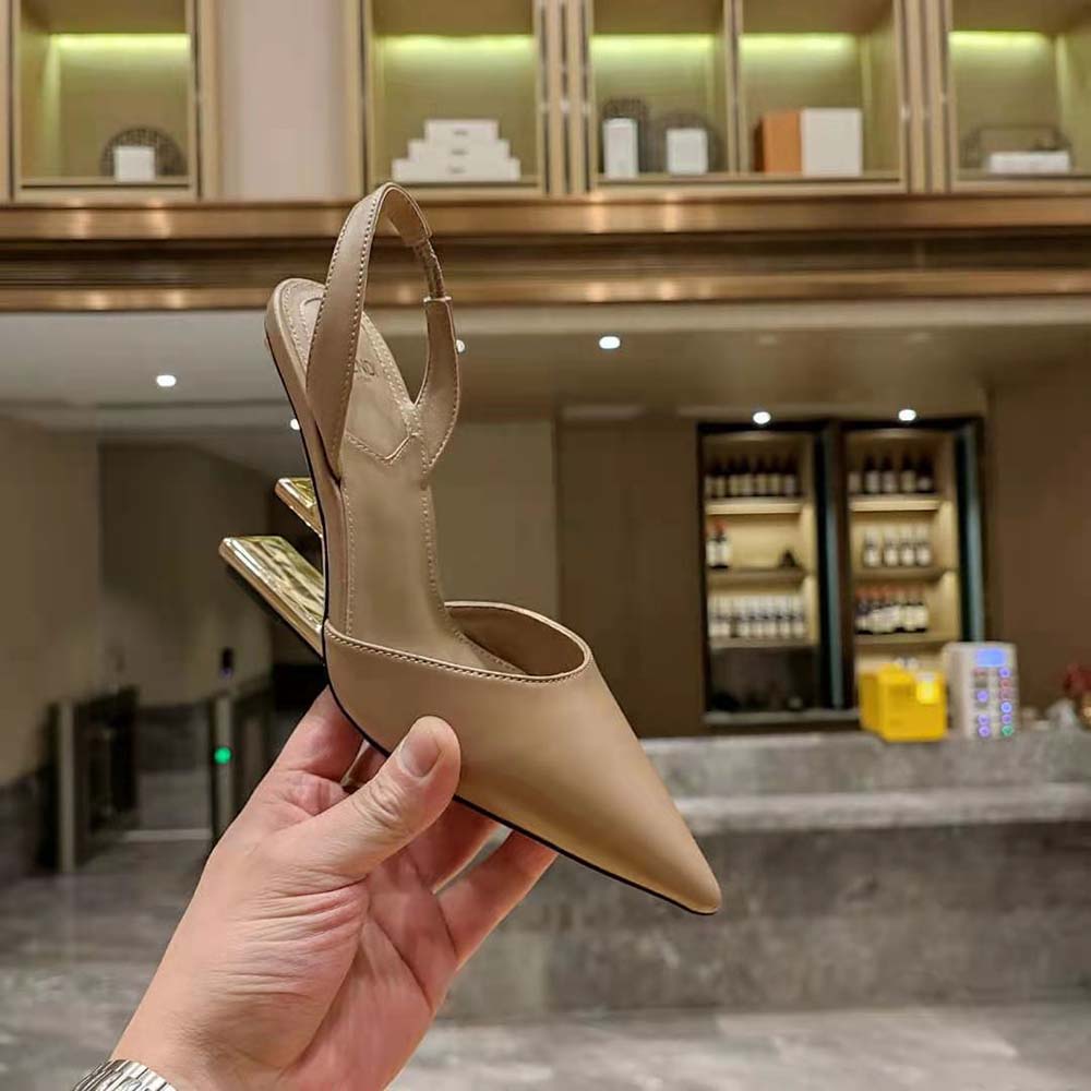 Fendi Women Fendi First Dove Gray Leather High-Heeled Slingbacks - image 7