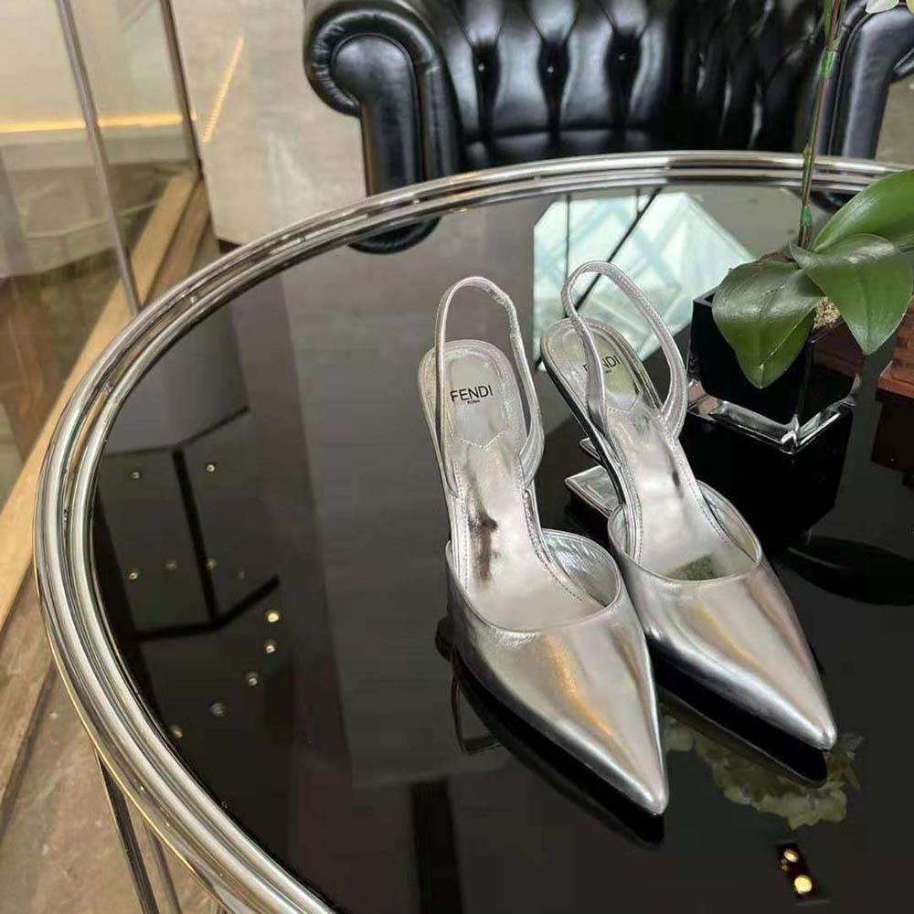 Back angle showing slingback strap on Fendi Women First shoes