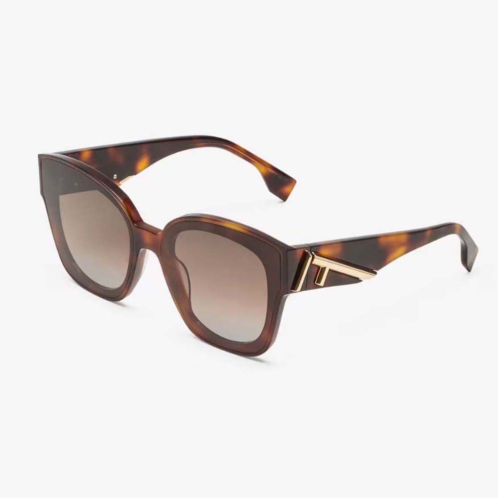 Front view of Fendi Women Square Fendi First Havana Acetate Sunglasses