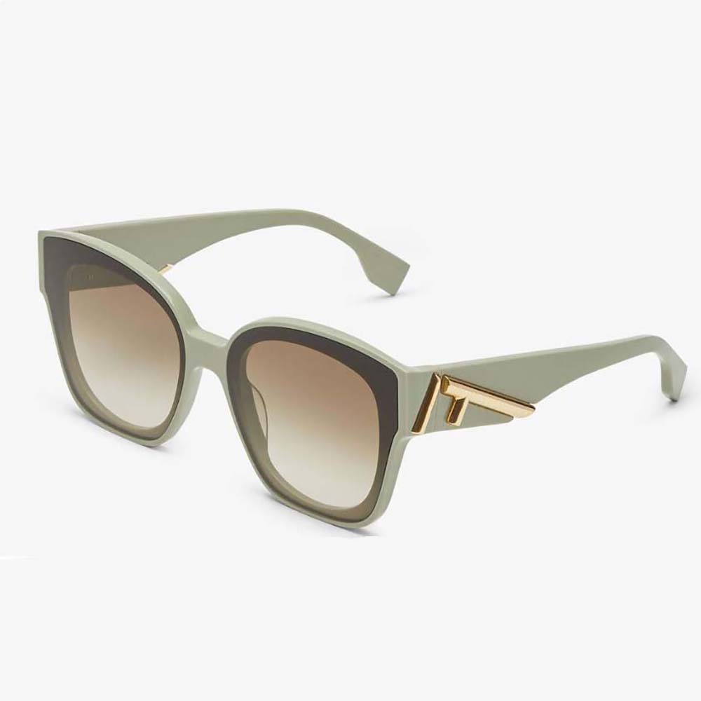 Front angle of Fendi Women Square Fendi First Mint Green Acetate Sunglasses