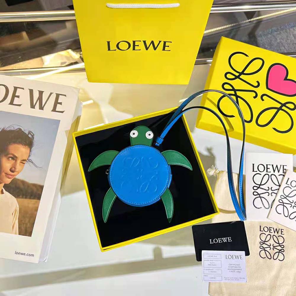 Close-up of Loewe embossed hardware on Turtle Cookie Pouch zipper