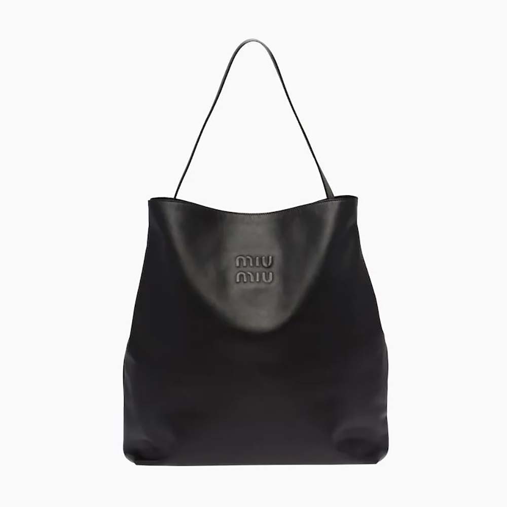 Front view of Miu Miu Women Leather Shoulder Bag with embossed logo