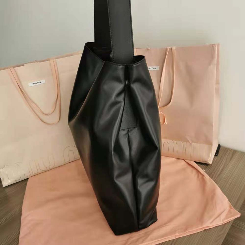 Miu Miu Women Leather Shoulder Bag with Embossed Lettering Logo on the Front - image 5