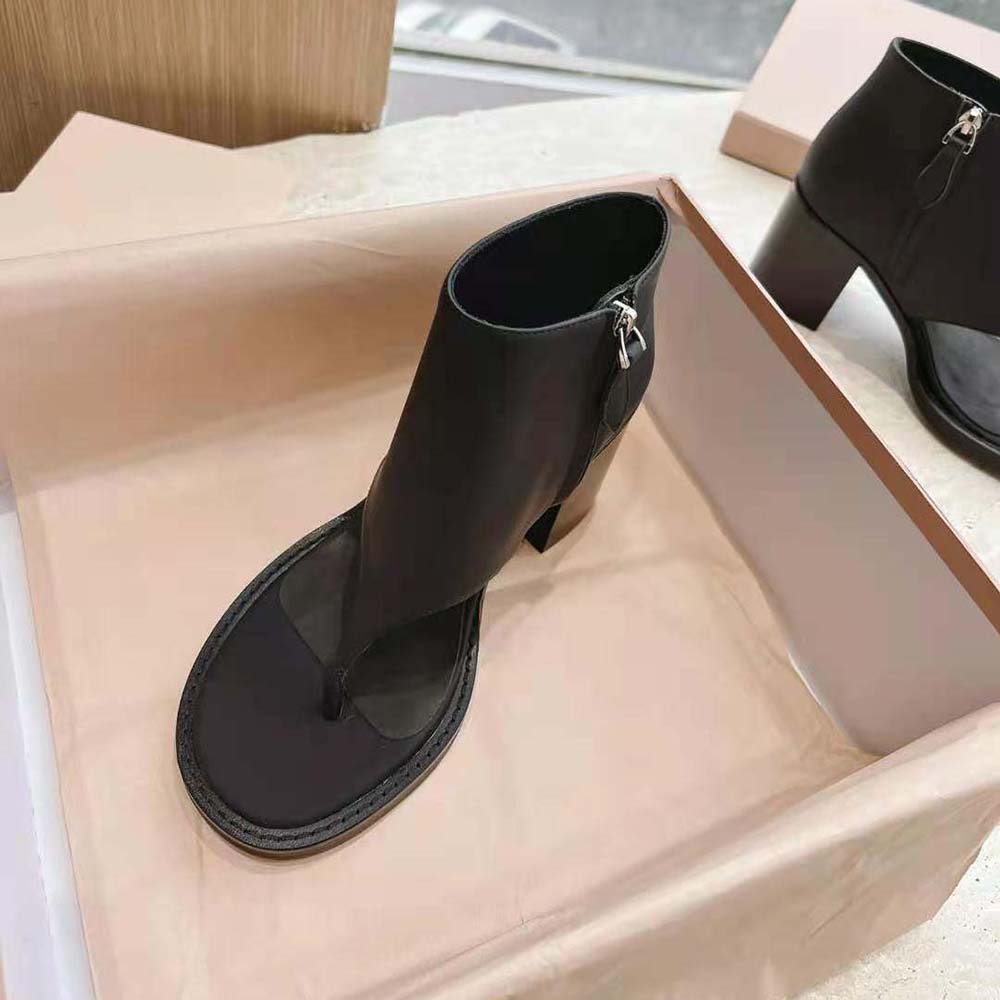 Miu Miu Women Leather Thong Booties-Black - image 7