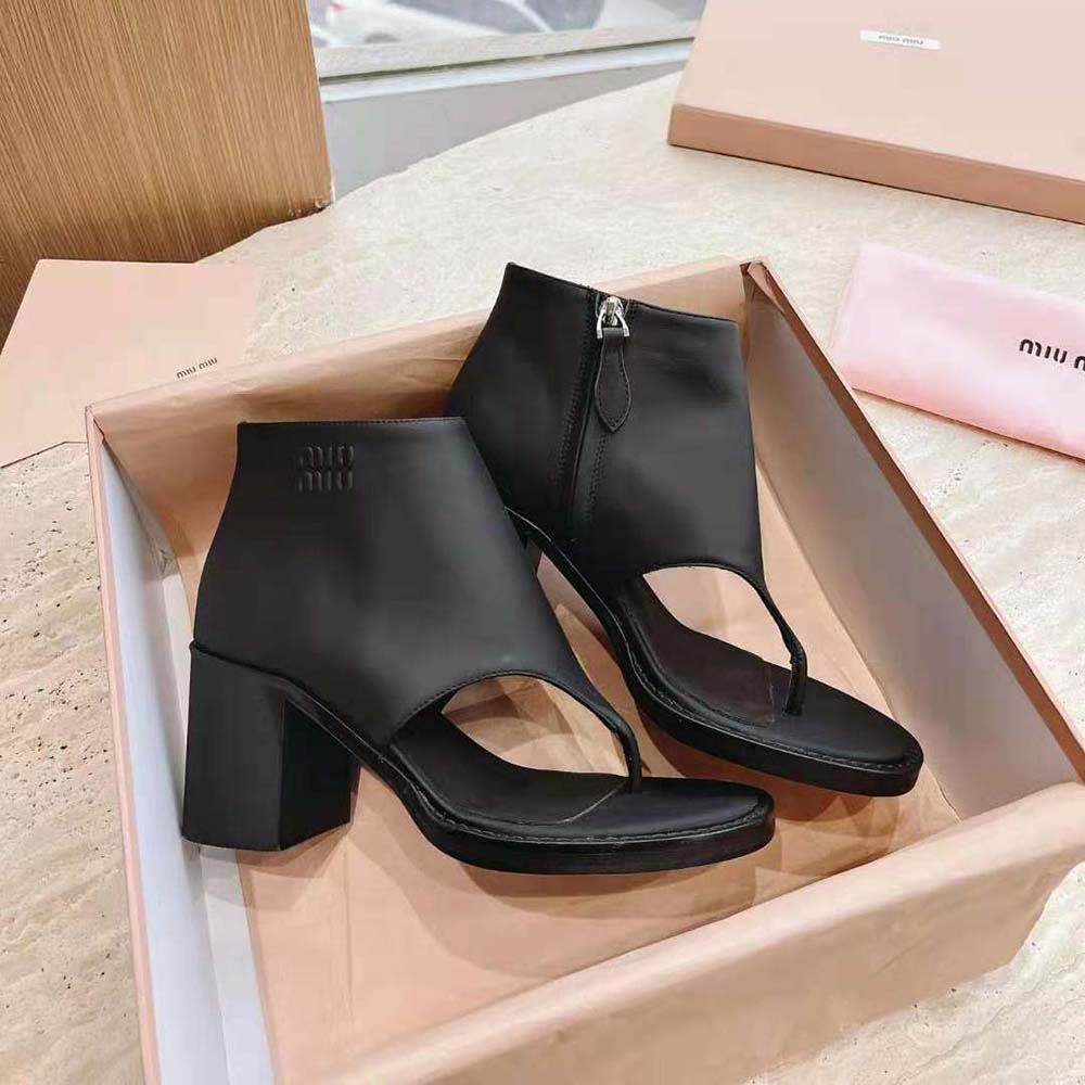 Miu Miu Women Leather Thong Booties-Black - image 6
