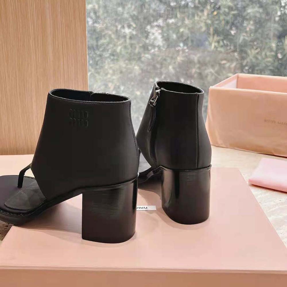 Miu Miu Women Leather Thong Booties-Black - image 9