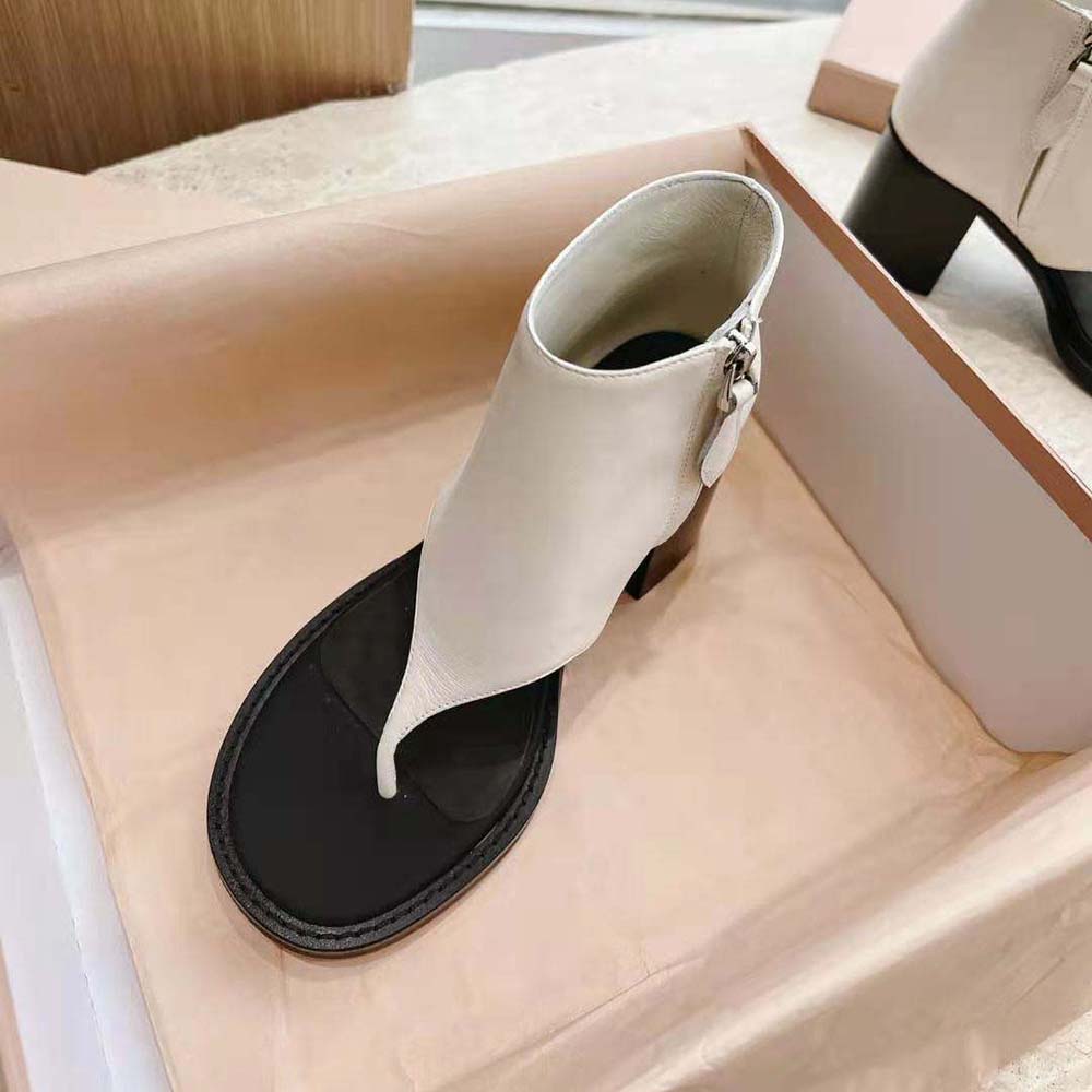 Miu Miu Women Leather Thong Booties-White - image 7