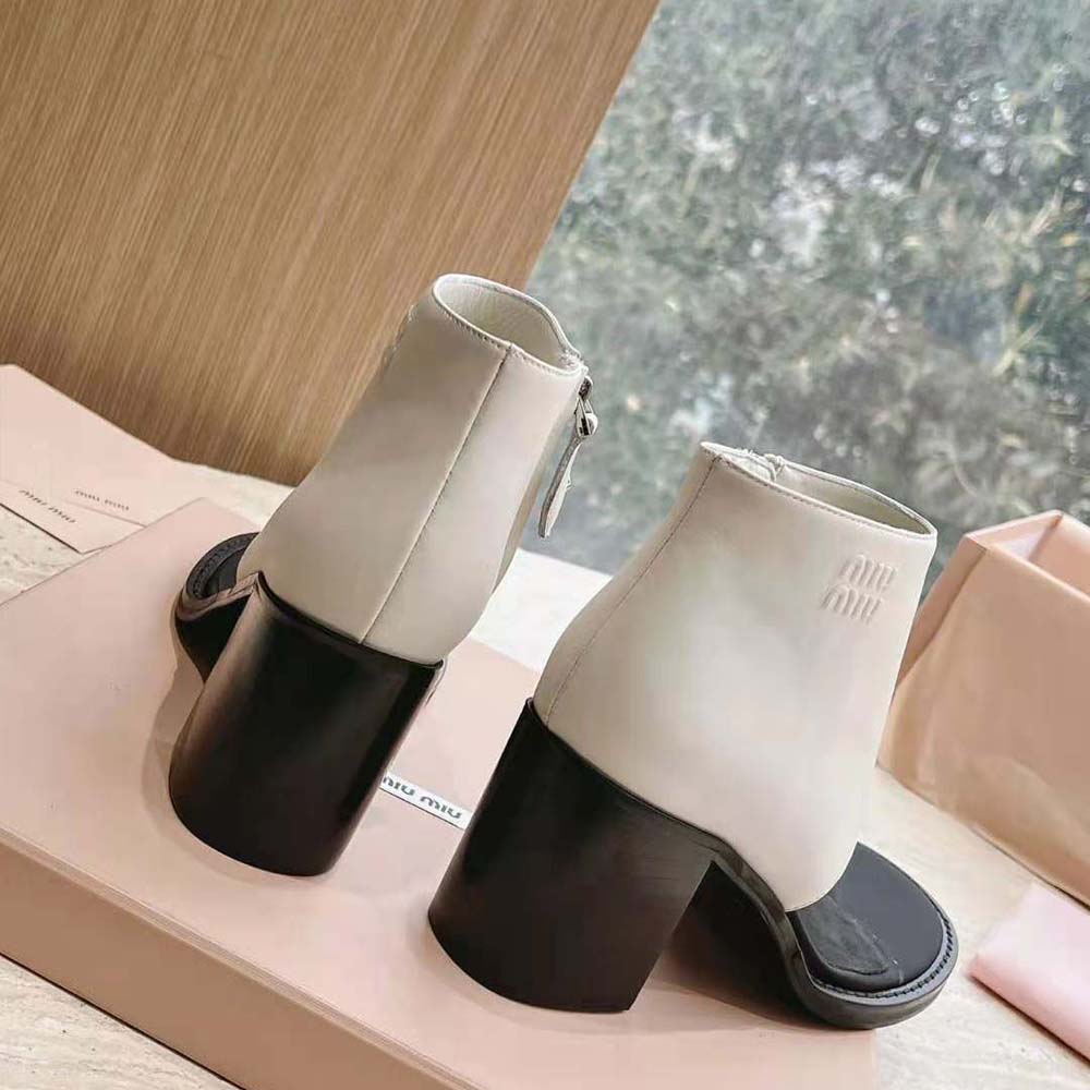 Miu Miu Women Leather Thong Booties-White - image 10