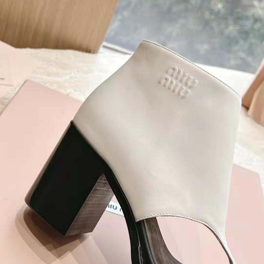 Miu Miu Women Leather Thong Booties-White - image 8