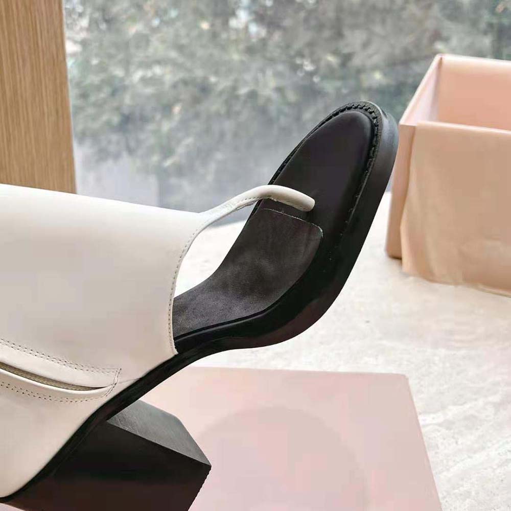 Miu Miu Women Leather Thong Booties-White - image 9