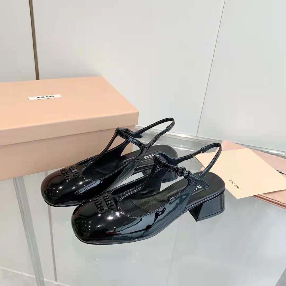 Miu Miu Women Patent Leather Slingback Pumps-Black - image 4