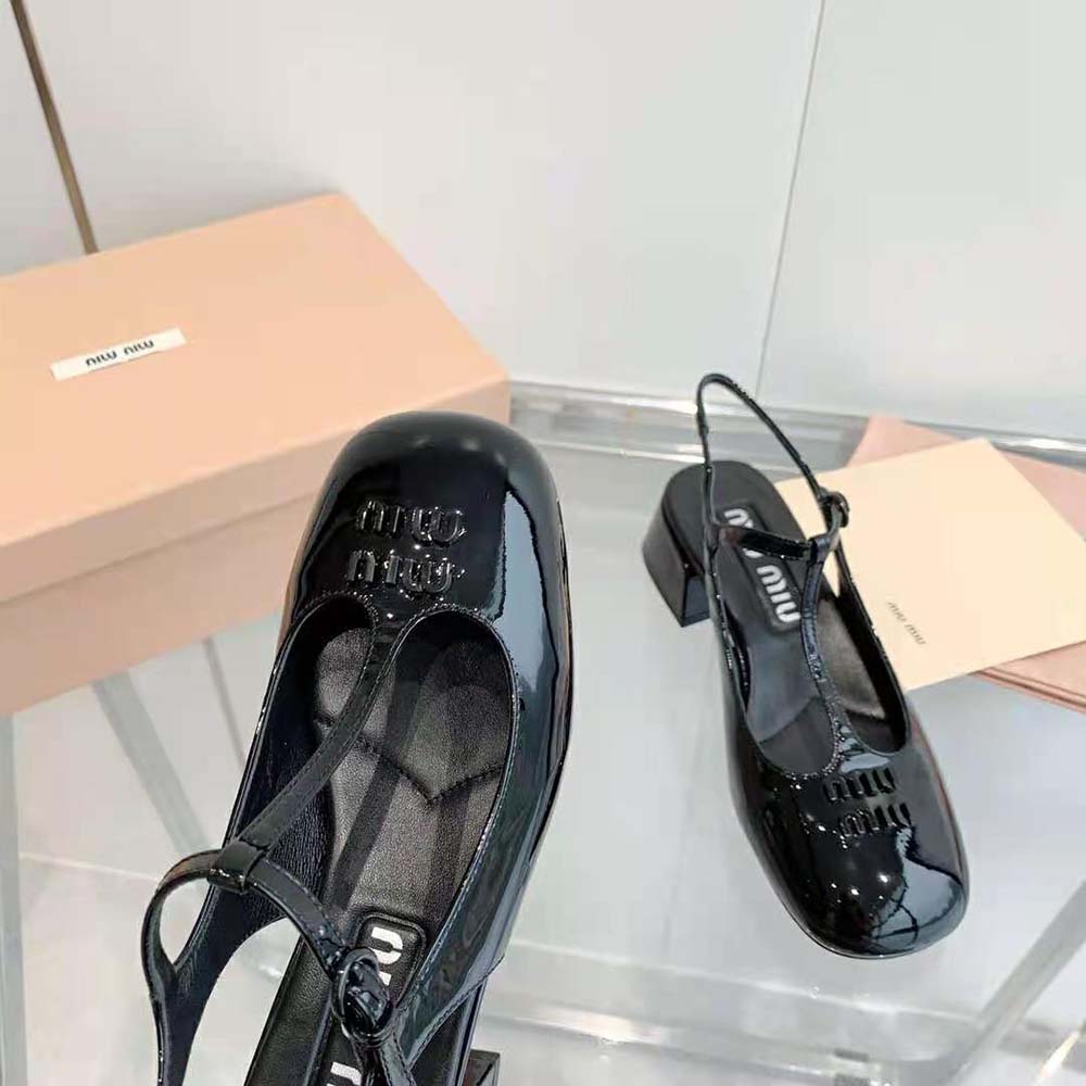 Miu Miu Women Patent Leather Slingback Pumps-Black - image 8