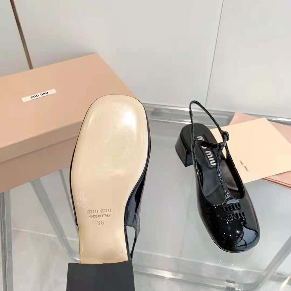 Miu Miu Women Patent Leather Slingback Pumps-Black - image 10