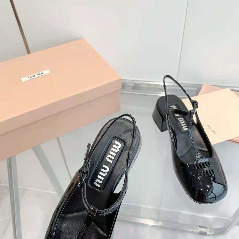 Miu Miu Women Patent Leather Slingback Pumps-Black - image 7