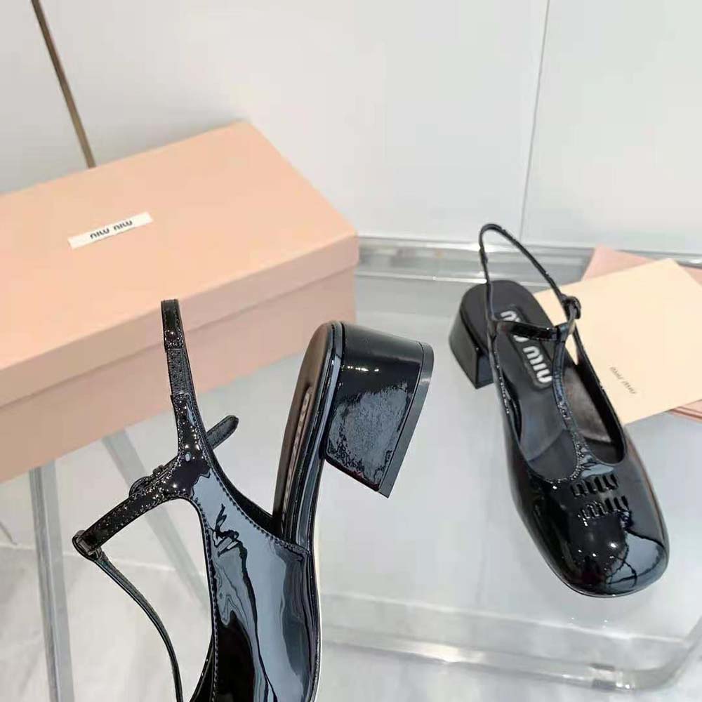 Miu Miu Women Patent Leather Slingback Pumps-Black - image 9