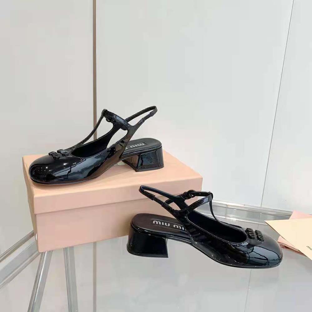 Miu Miu Women Patent Leather Slingback Pumps-Black - image 5