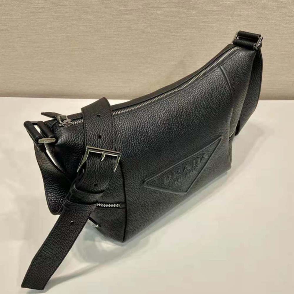 Prada Men Leather Bag with Shoulder Strap-Black - image 6