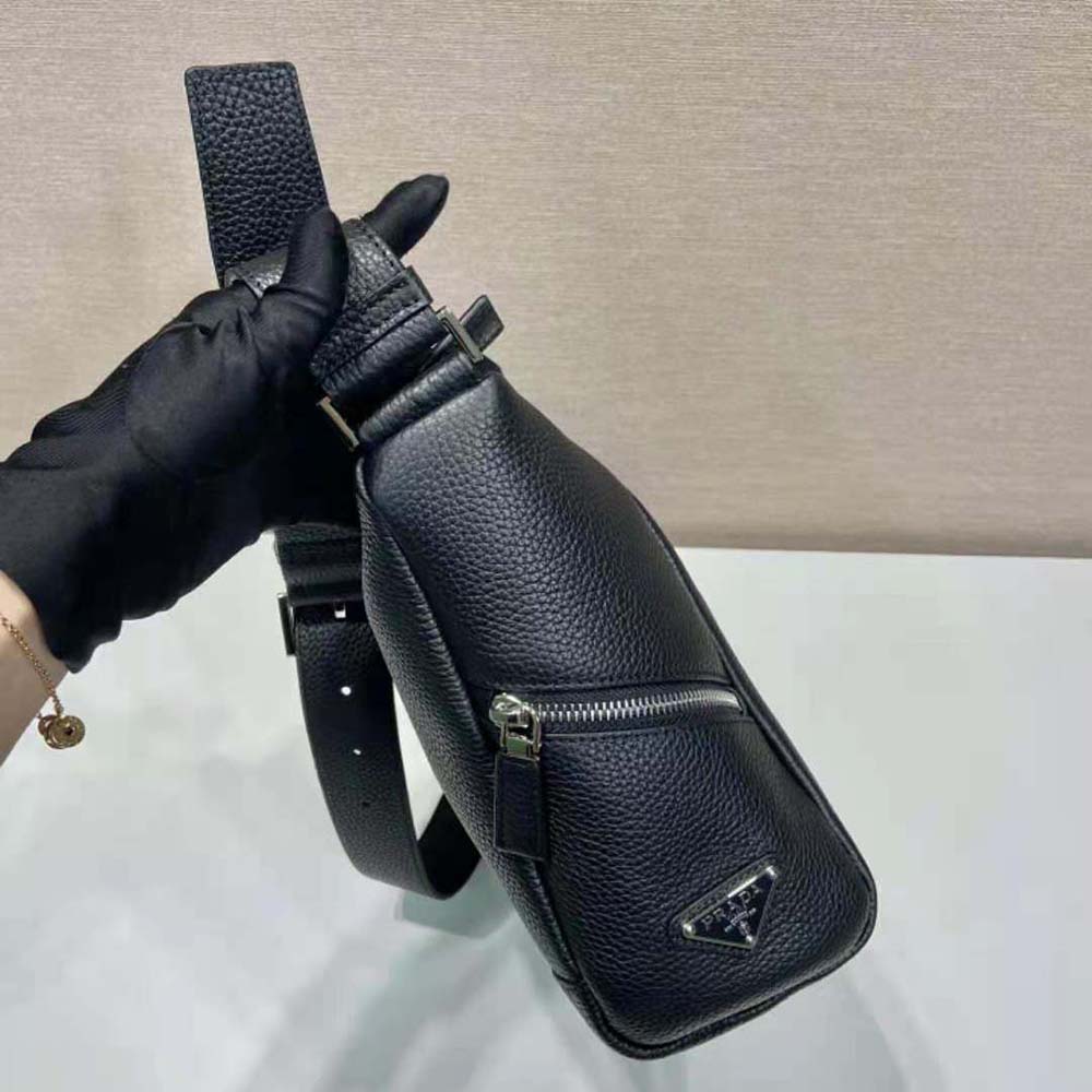 Prada Men Leather Bag with Shoulder Strap-Black - image 7