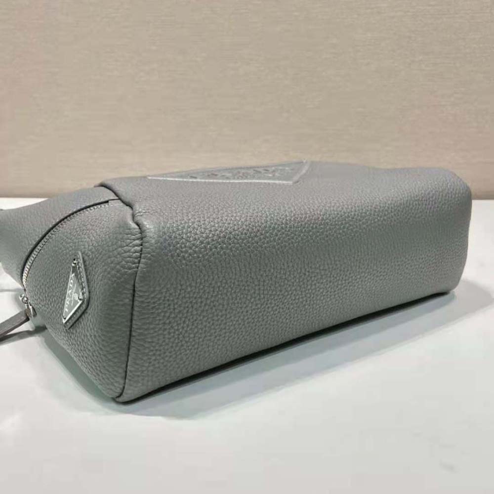 Prada Men Leather Bag with Shoulder Strap-Gray - image 5