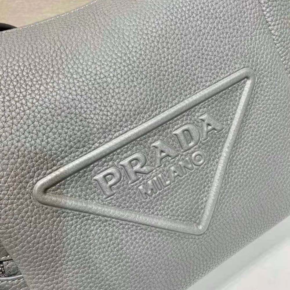 Prada Men Leather Bag with Shoulder Strap-Gray - image 7
