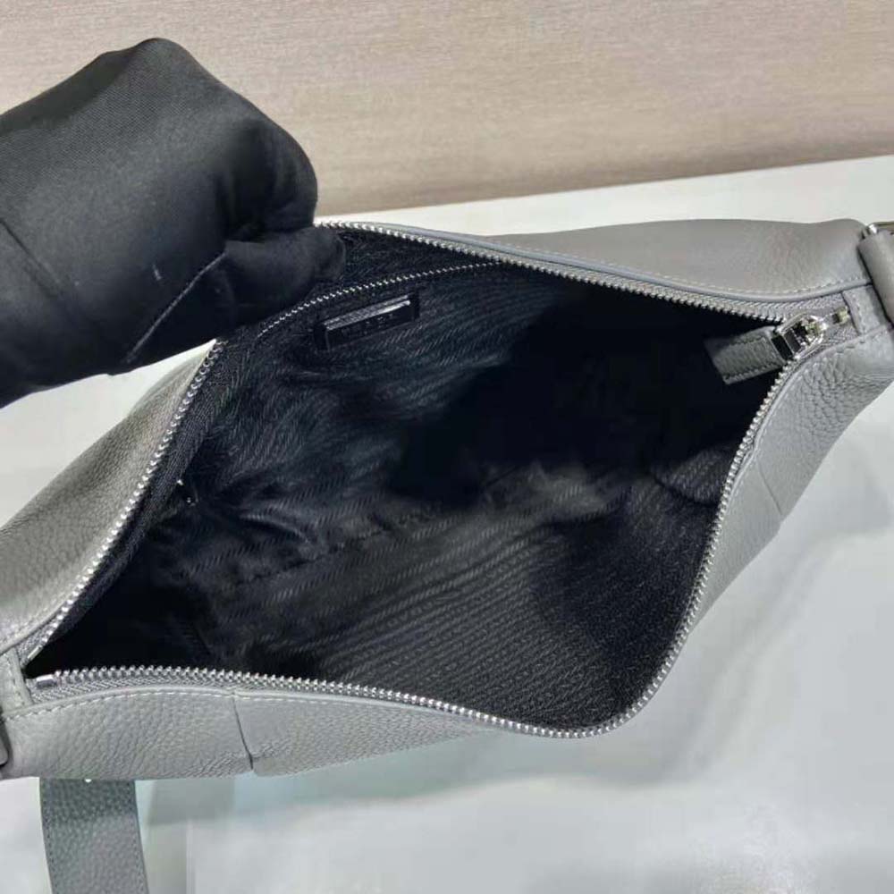 Prada Men Leather Bag with Shoulder Strap-Gray - image 8